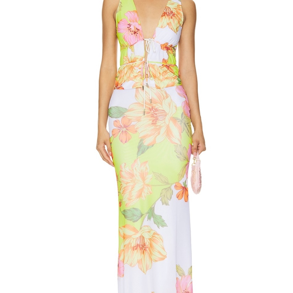 Floral Maxi Set in Green and White